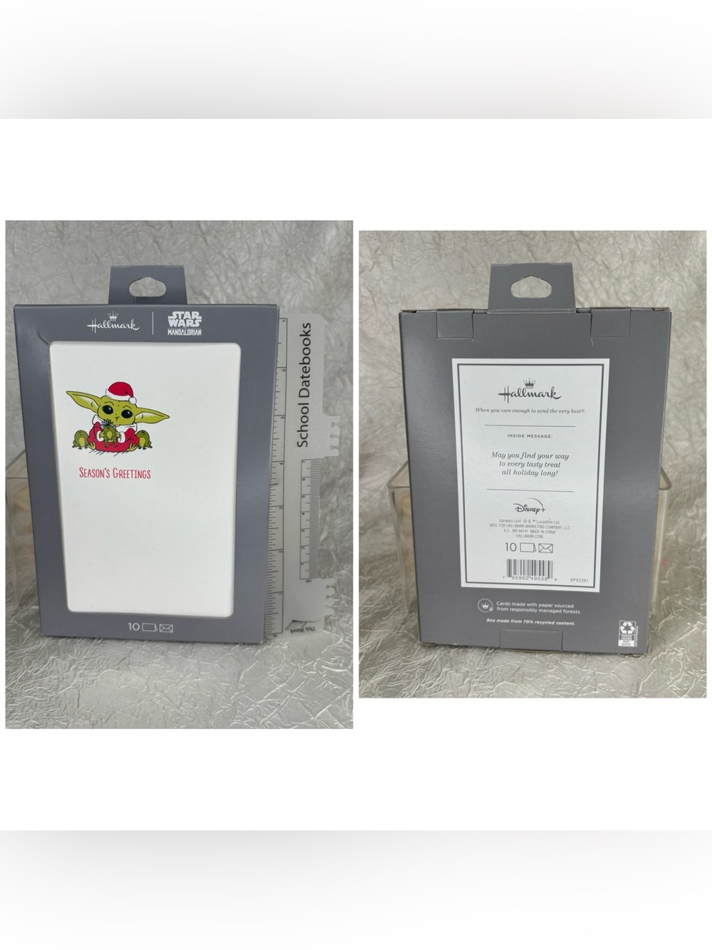 2 X Hallmark Star Wars Mandalorian Grogu Baby Yoda Child Christmas Cards =20 Tot